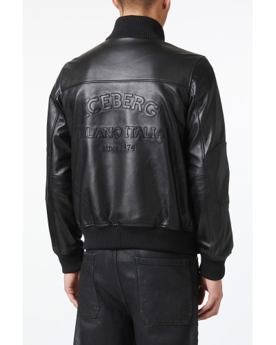 Leather jacket ICEBERG Man Black