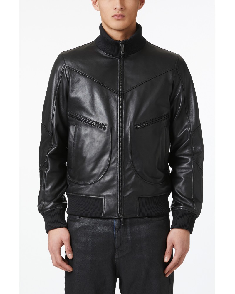 Leather jacket ICEBERG Man Black