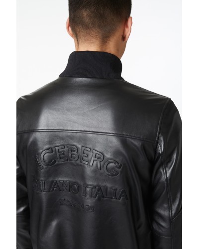 Leather jacket ICEBERG Man Black