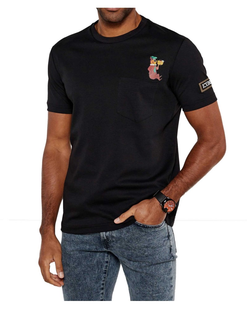 T-Shirt ICEBERG Man Black Yoghi Bear