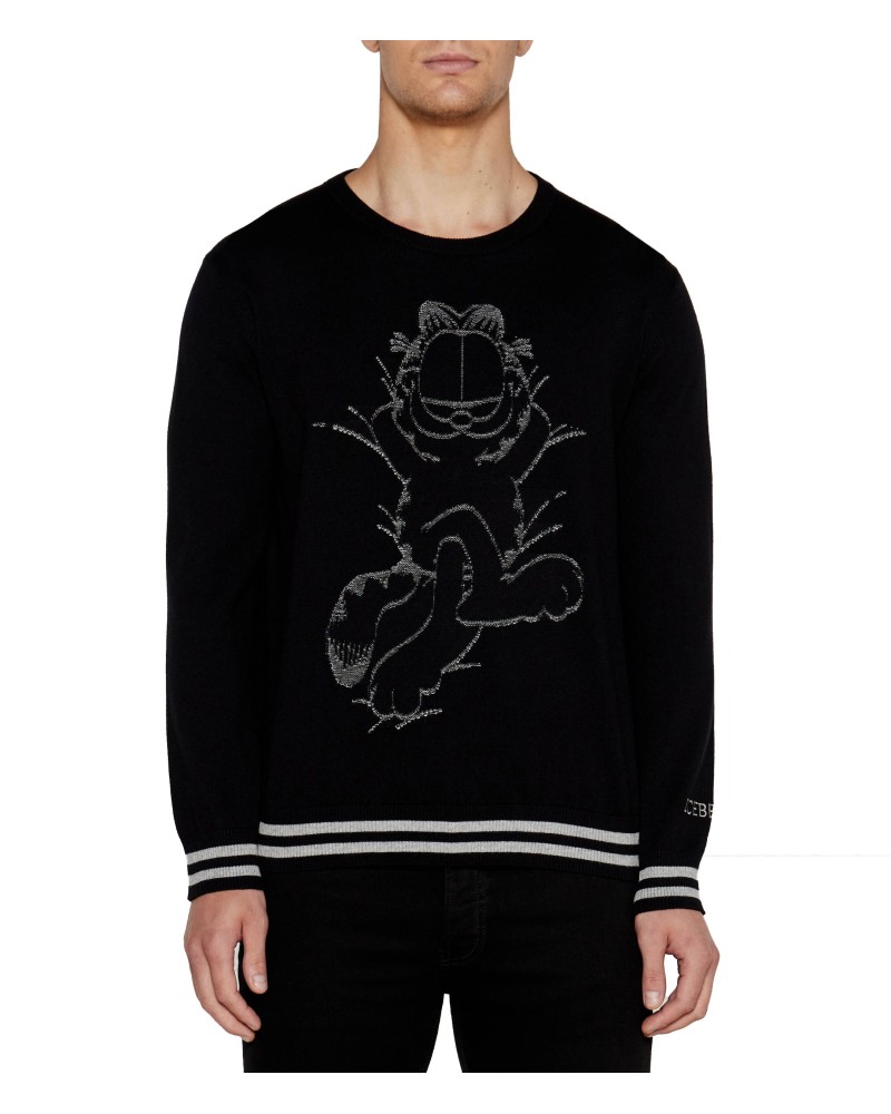 Crew neck sweater ICEBERG Man Black Garfield