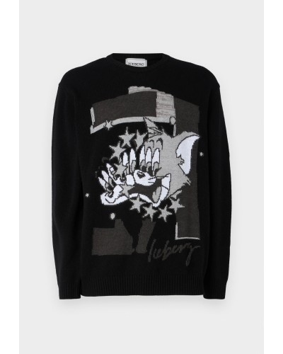 Maglia girocollo ICEBERG Uomo Nero Gatto Silvestro