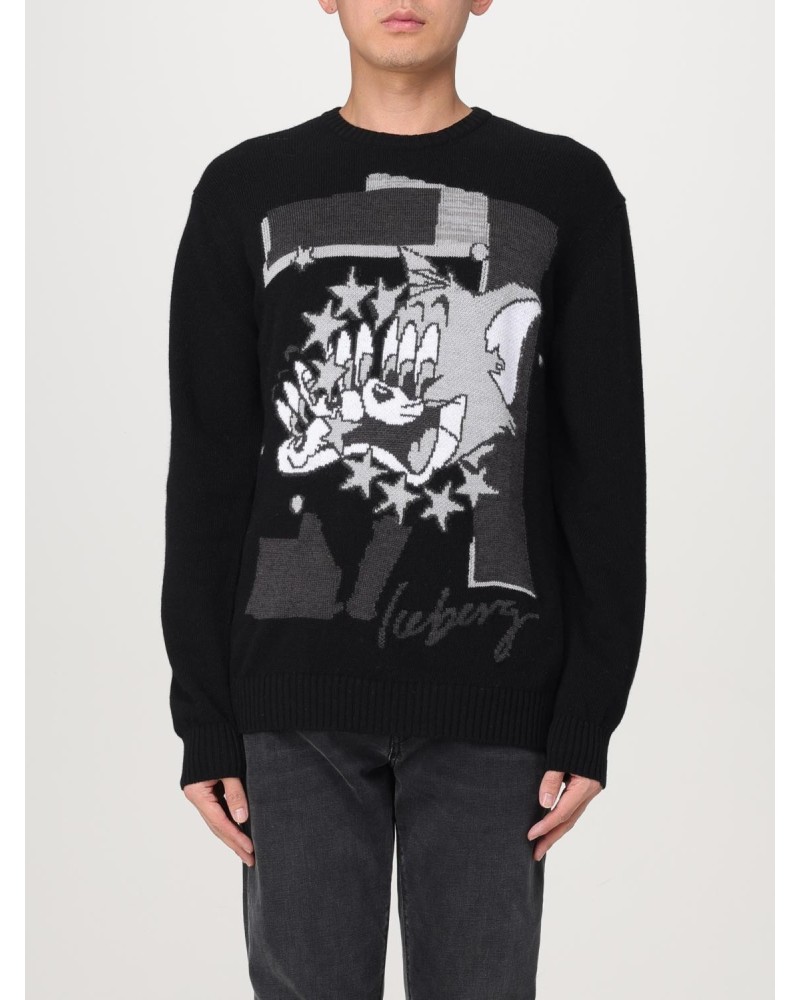 Maglia girocollo ICEBERG Uomo Nero Gatto Silvestro