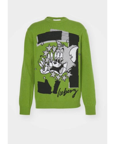 Maglia girocollo ICEBERG Verde Nero Gatto Silvestro
