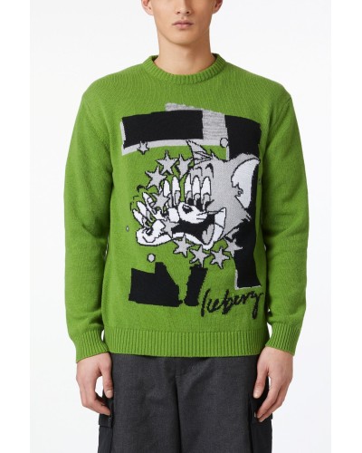 Crew neck sweater ICEBERG Man BGreen Sylvester Cat
