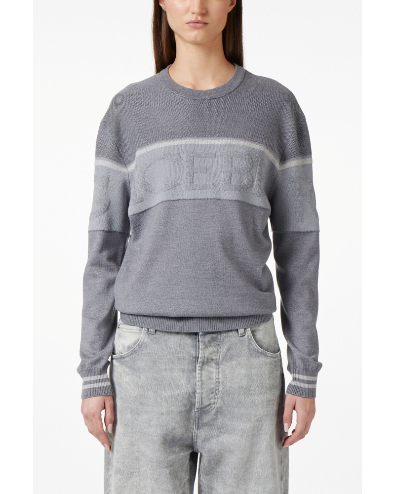 Crew neck sweater ICEBERG Woman Melange Smoked Grey