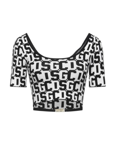 Maglia top GCDS monogram logo bianco-nero