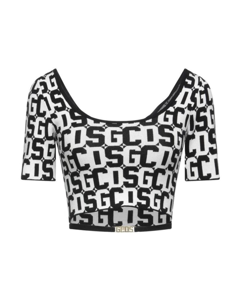 Maglia top GCDS monogram logo bianco-nero