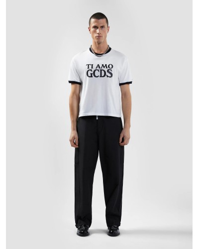 T-Shirt GCDS boxy TI AMO unisex bianco brillante