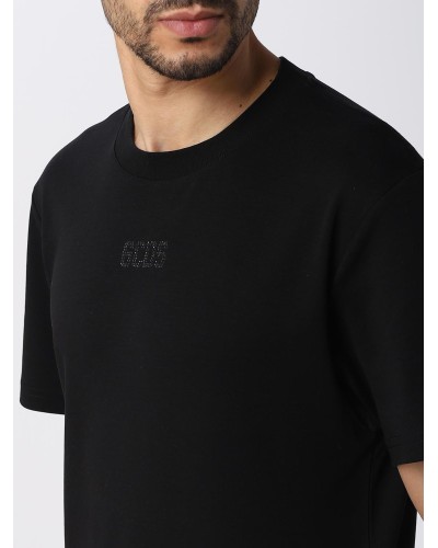 T-Shirt GCDS logo regular tee nero/crystal Uomo