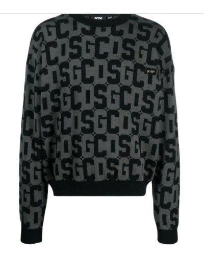 Sweater GCDS Man grey logo all pattern